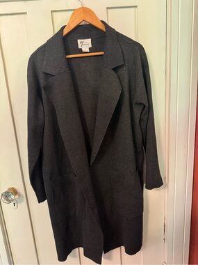 Andrea Jovine Black Longline Open Blazer Sweater